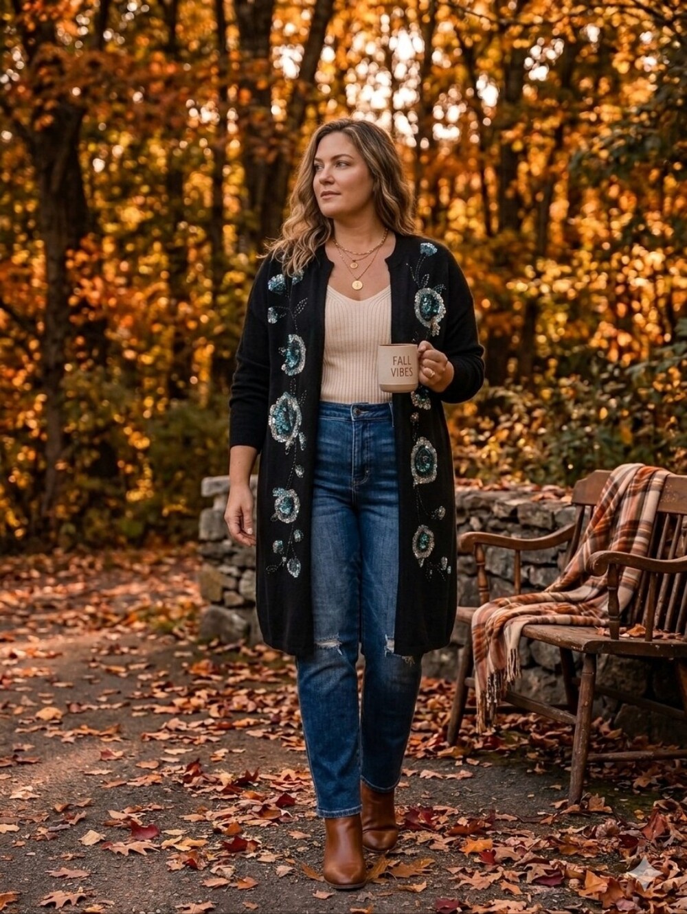 Victor Costa Silk Angoria Sequined Open Cardigan 1X